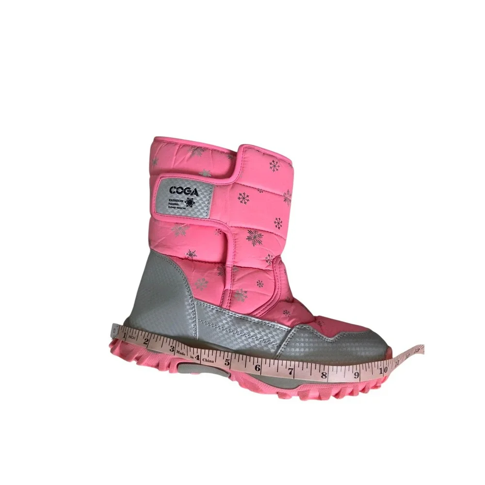 COGA Girls Pink Snowflake Puffer Winter Snow Boots Warm Cozy Toddler‎ Kid Suze 4